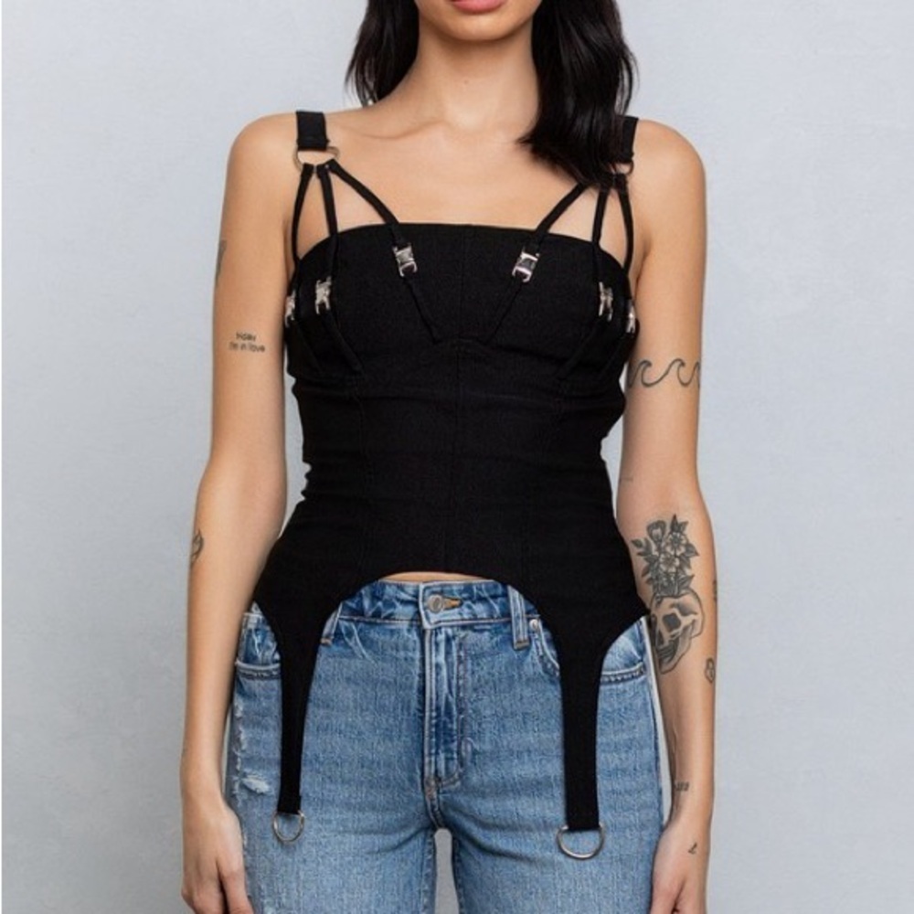 Stylish Beige Strappy Women's Top - Picture 2 of 2